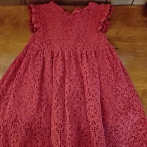 Elegant Red Lace Kids Dress